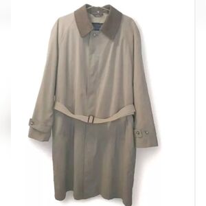 Ralph Lauren Trench Coat 44L Wool Liner Old Money English Country Khaki Green